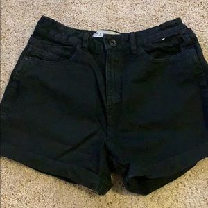 Black Denim Mom Shorts